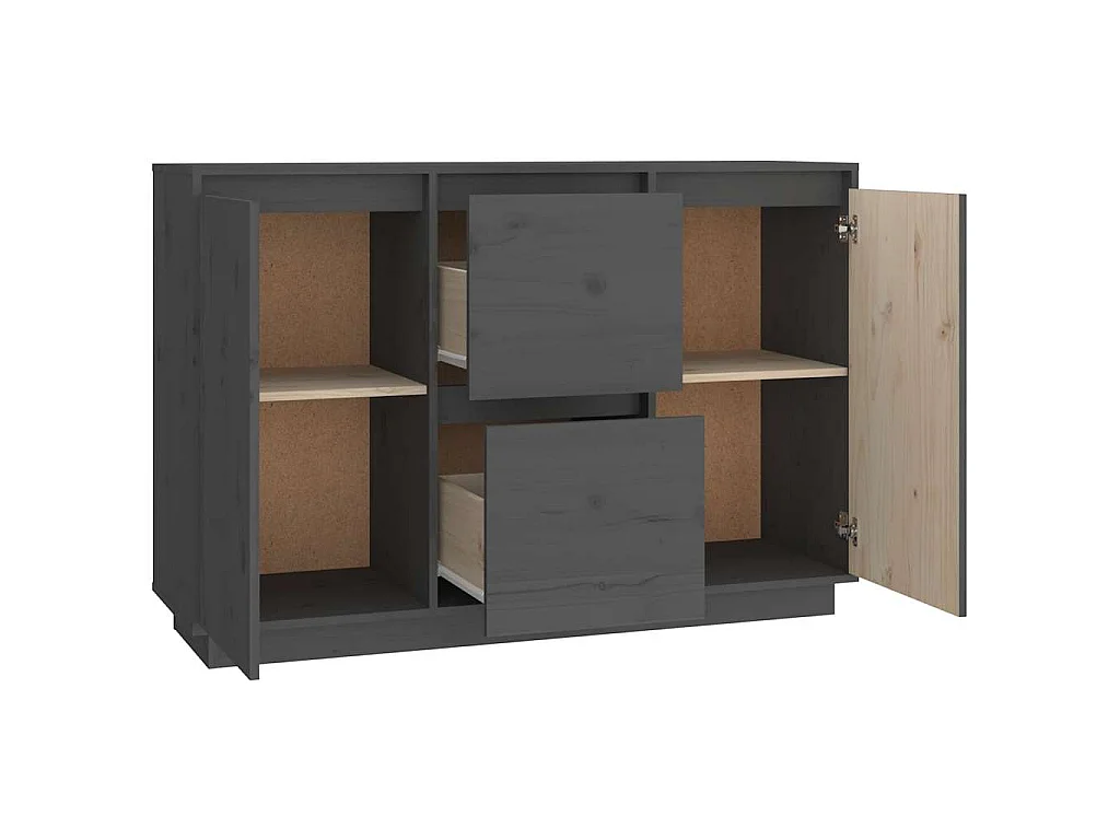 Buffet Gris 111x34x75 cm Bois massif de pin