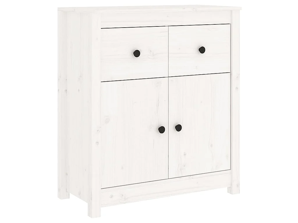 Credenza Bianca 70x35x80 cm in Legno Massello di Pino