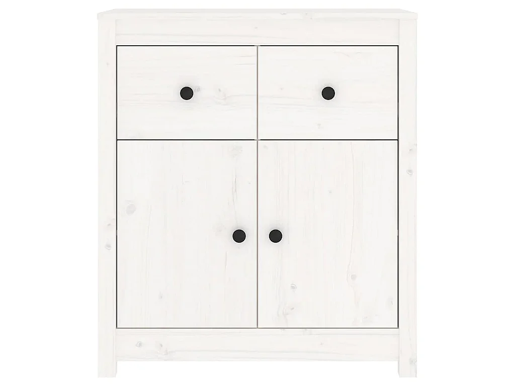 Credenza Bianca 70x35x80 cm in Legno Massello di Pino