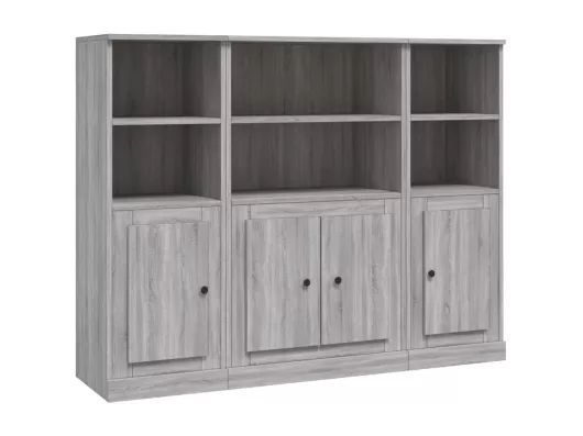 Kauf Unique Highboards 3 Stk. Grau Sonoma Holzwerkstoff