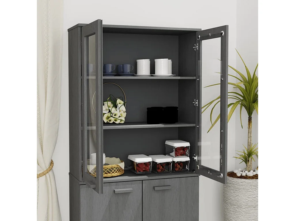 Topo p/ armário alto HAMAR 85x35x100 pinho maciço cinza-escuro