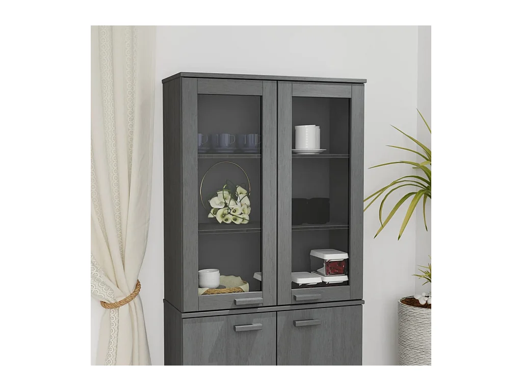 Opzetkast HAMAR 85x35x100 cm massief grenenhout donkergrijs