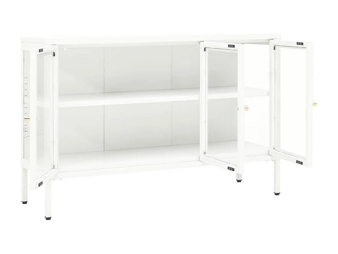 Sideboard Weiß 105x35x70 cm Stahl und Glas