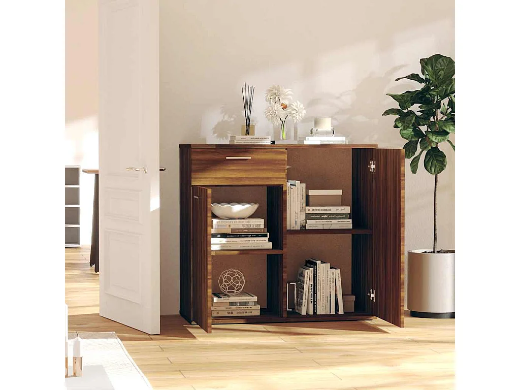 Buffet Chêne marron 80x36x75 cm Bois d'ingénierie
