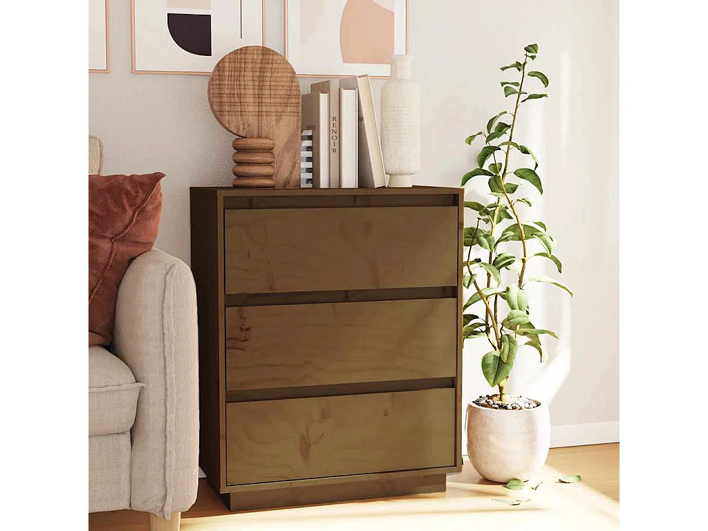 Buffet Marron miel 60x34x75 cm Bois massif de pin