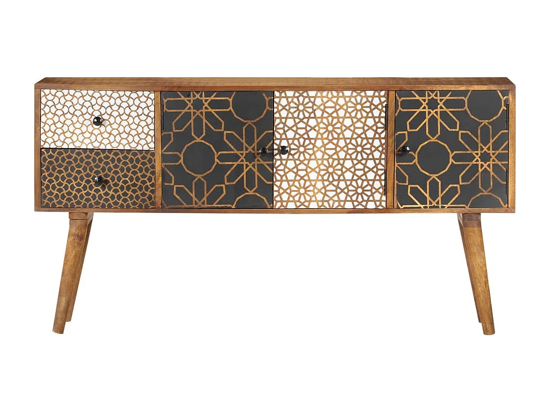 Buffet avec motif imprimé 130x30x70 cm Bois de manguier massif