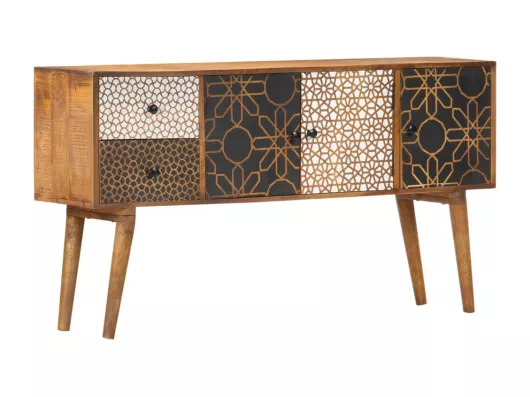 Kauf Unique Sideboard mit Druckmuster 130×30×70 cm Massivholz Mango