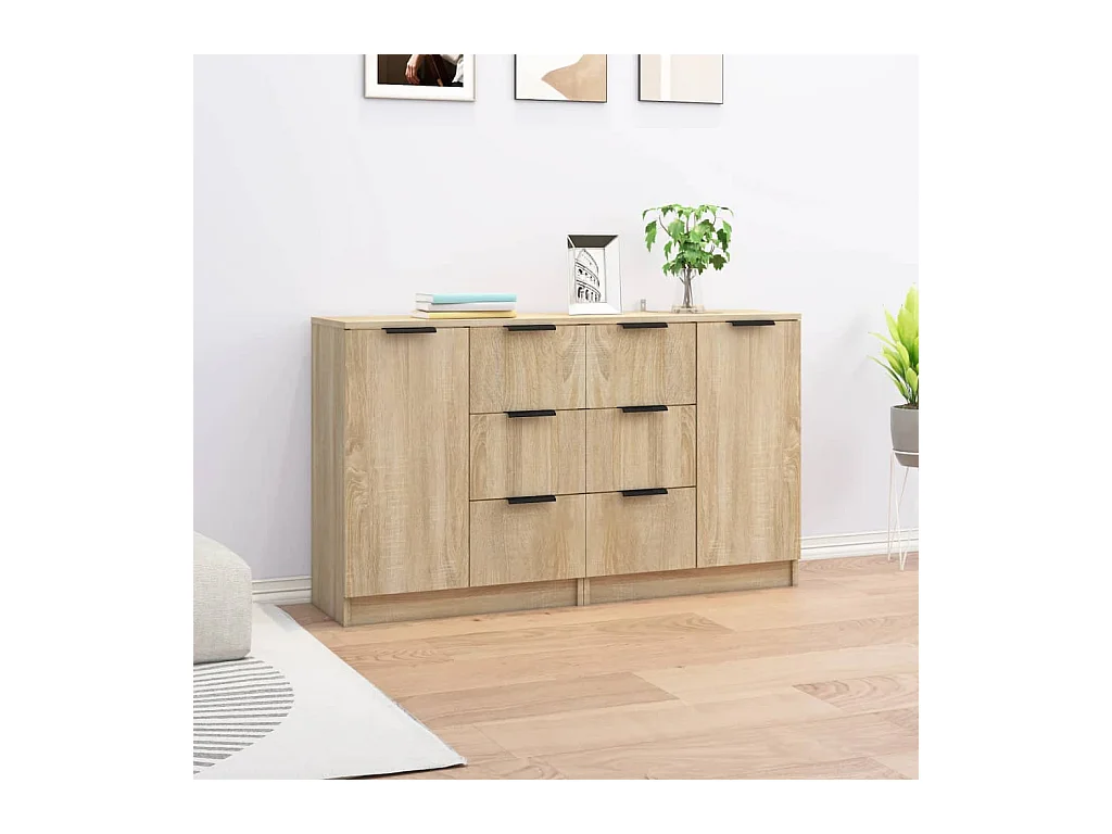 Credenze 2 pz Rovere Sonoma 60x30x70 cm in Legno Multistrato