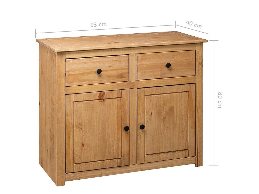 Credenza 93x40x80 cm in Legno Massello di Pino Panama Range