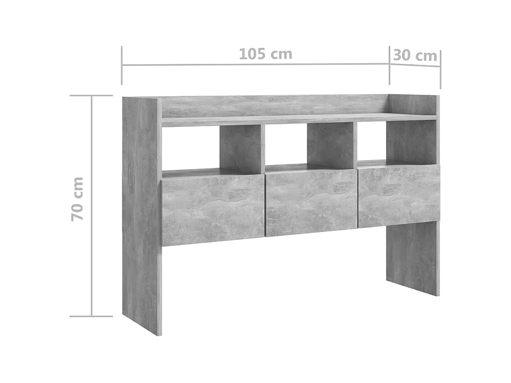 Buffet Gris béton 105x30x70 cm Bois d’ingénierie