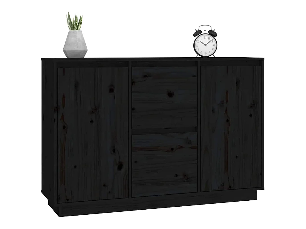 Dressoir 111x34x75 cm massief grenenhout zwart