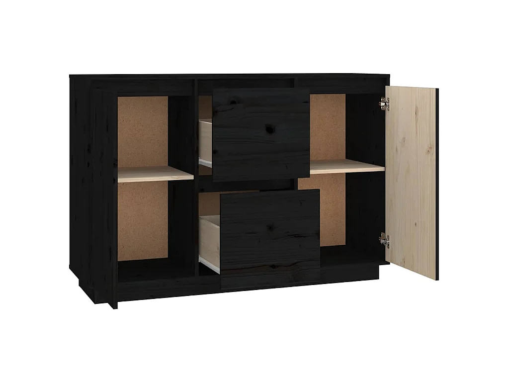 Dressoir 111x34x75 cm massief grenenhout zwart