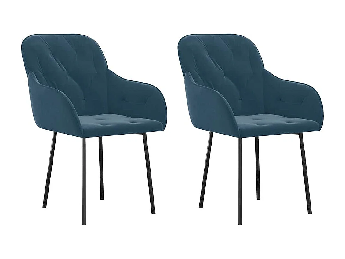 Esszimmerstühle 2 Stk. Blau Samt