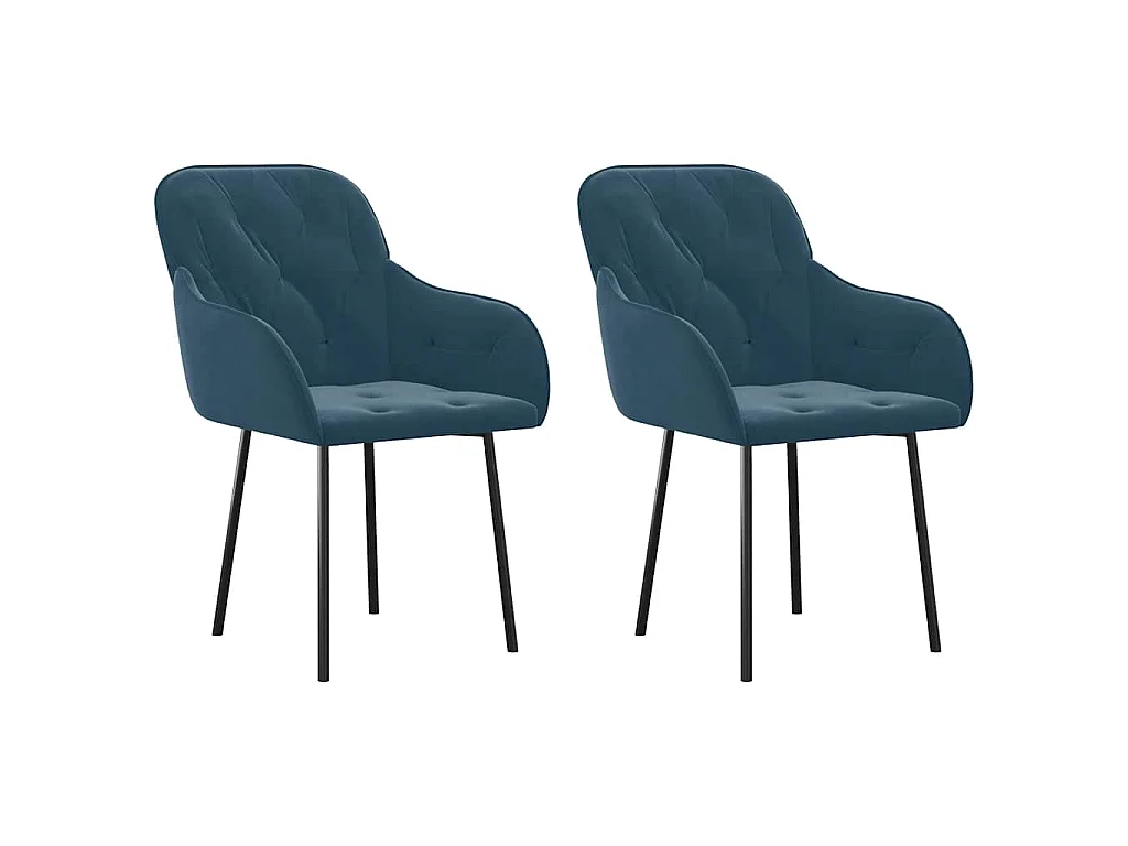 Esszimmerstühle 2 Stk. Blau Samt