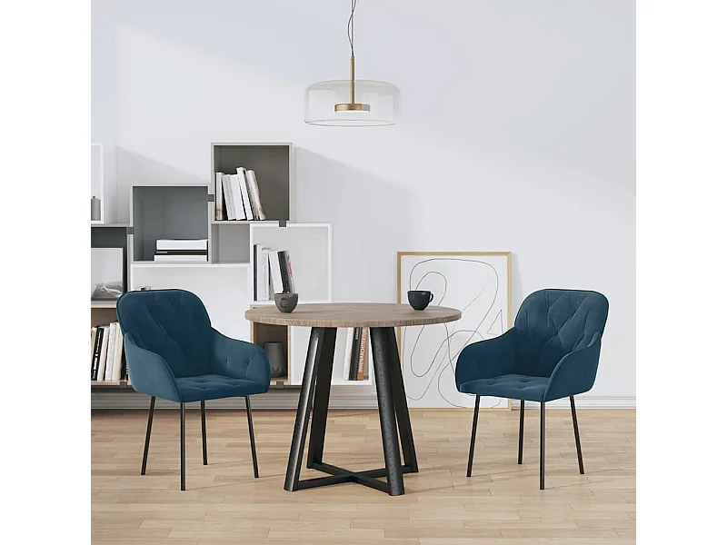 Esszimmerstühle 2 Stk. Blau Samt