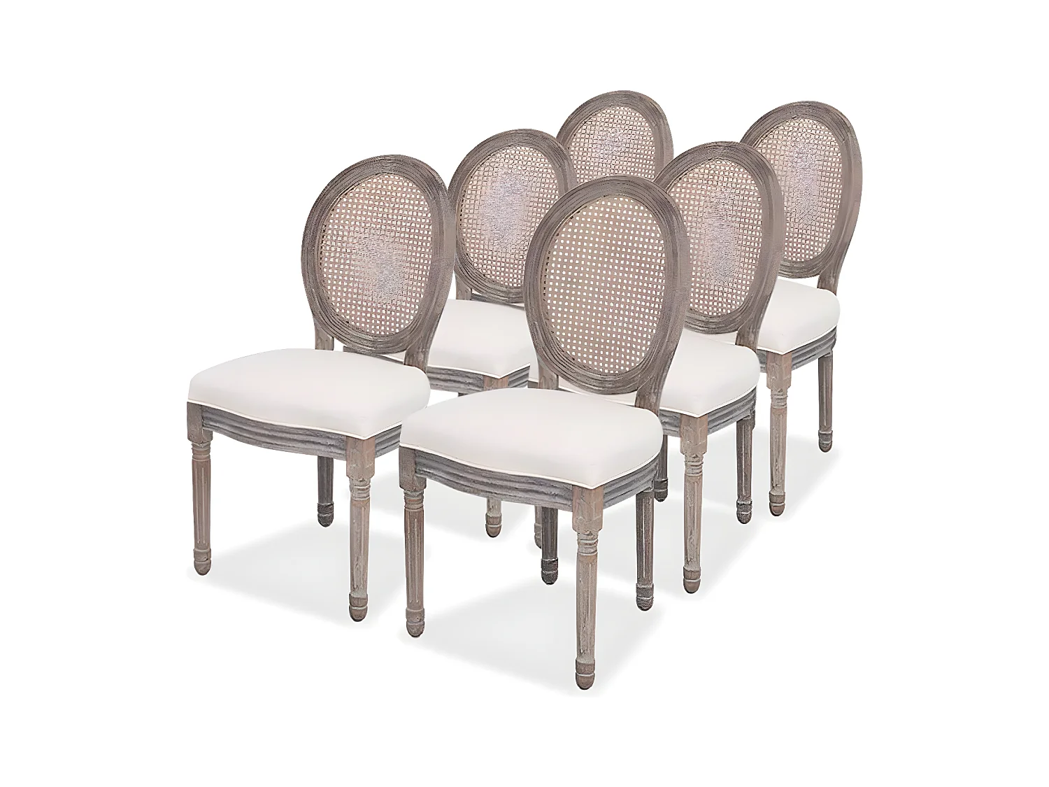 Chaises à manger lot de 6 crème tissu