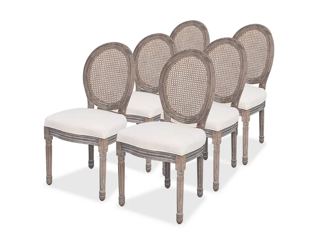 Chaises à manger lot de 6 crème tissu
