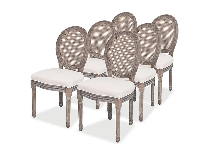 Eetkamerstoelen 6 st stof crèmekleurig