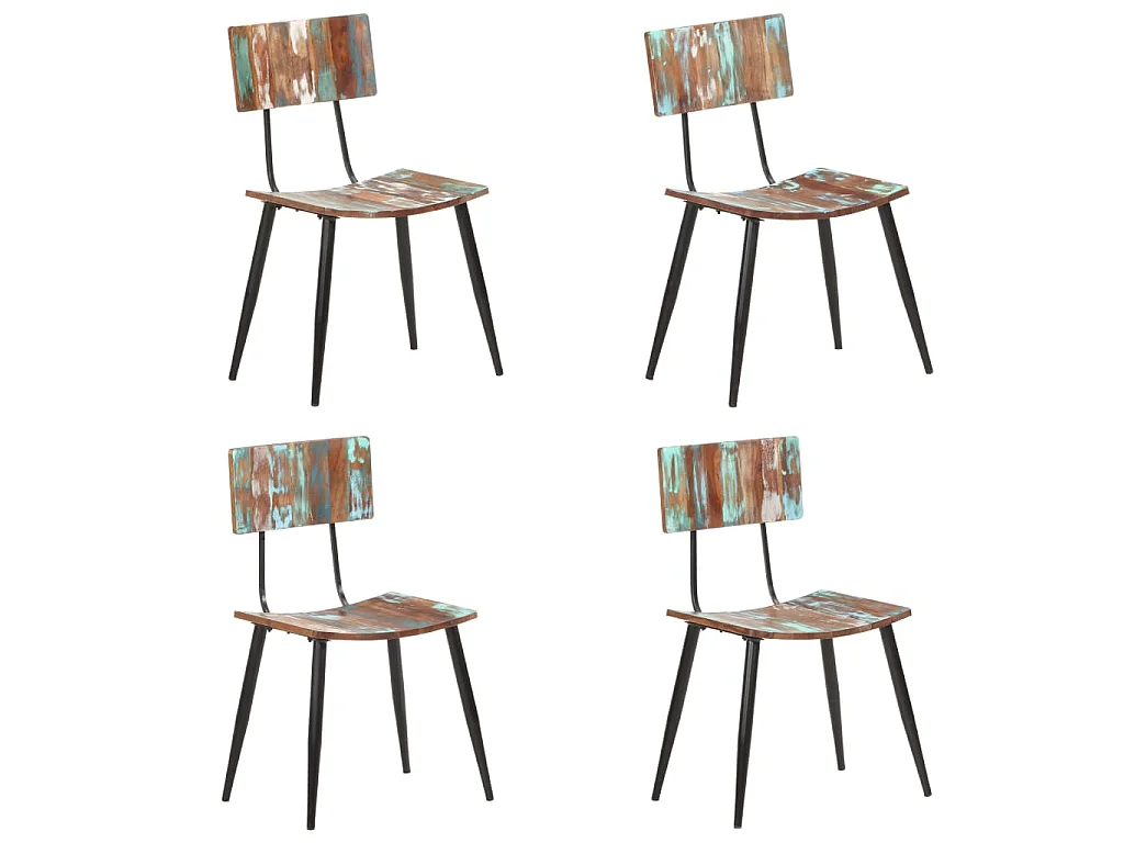 Sillas de comedor 4 unidades madera maciza reciclada