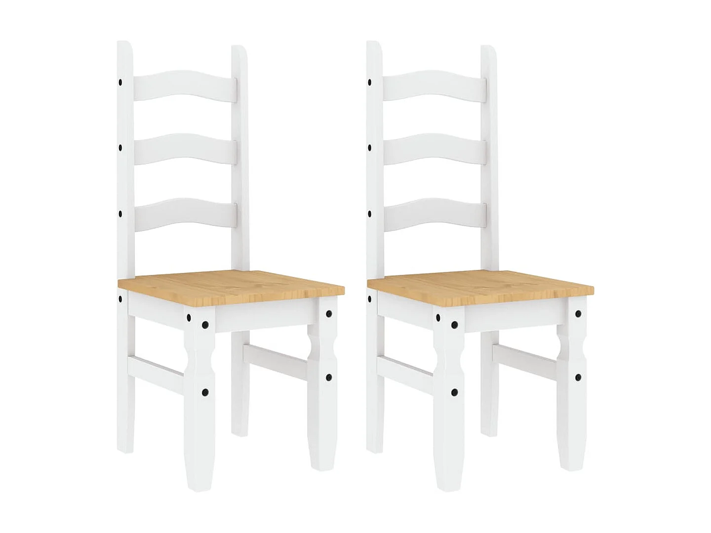 Sedie da Pranzo 2 pz Corona Bianche 42x47x107cm Legno Massello di Pino