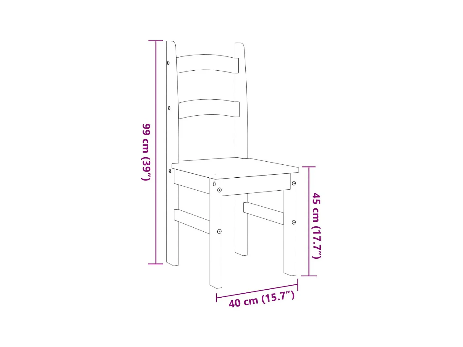 Eetkamerstoelen 2 st 40x46x99 cm massief grenenhout wit