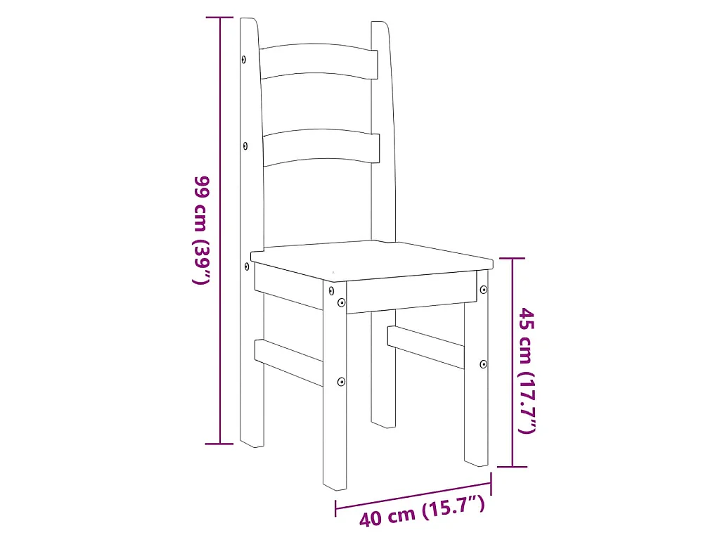 Cadeiras de jantar 2 pcs 40x46x99 cm pinho maciço branco