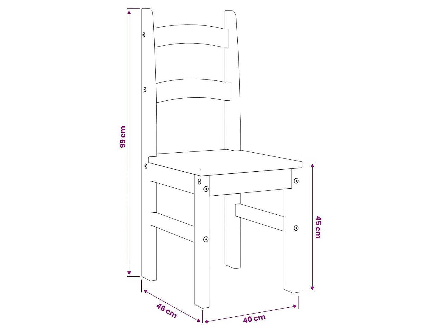 Sedie da Pranzo 2 pz Bianche 40x46x99 cm Legno Massello di Pino