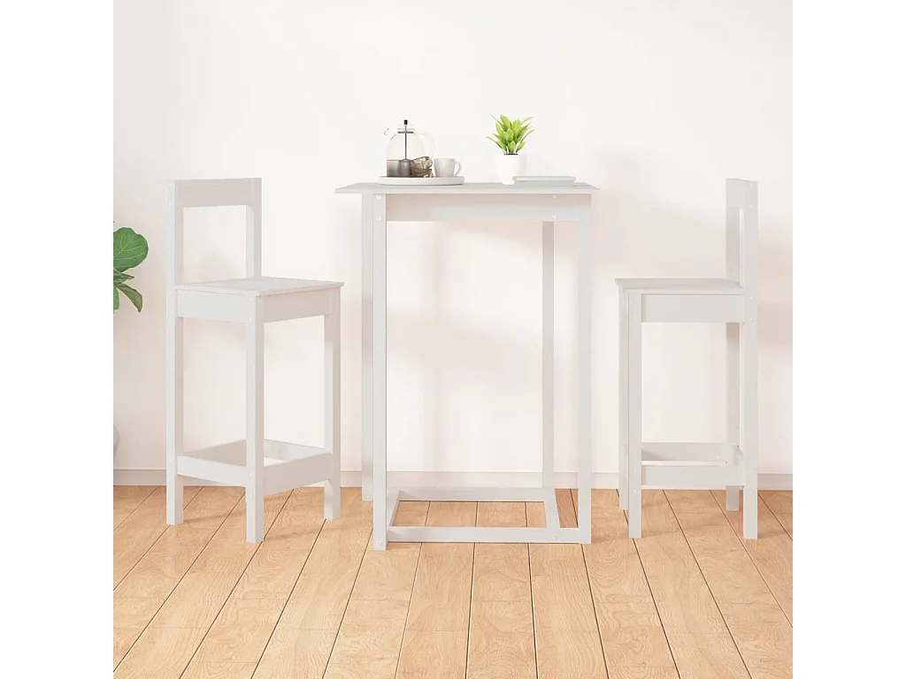 Sedie da Bar 2 pz Bianche 40x41,5x112 cm Legno Massello di Pino