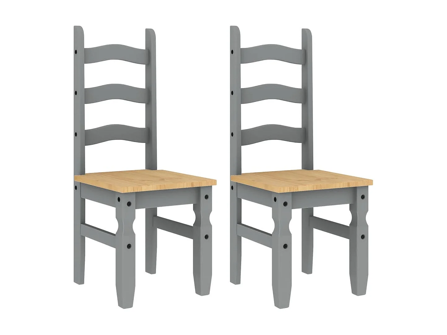 Chaises à manger lot de 2 Corona gris bois massif de pin