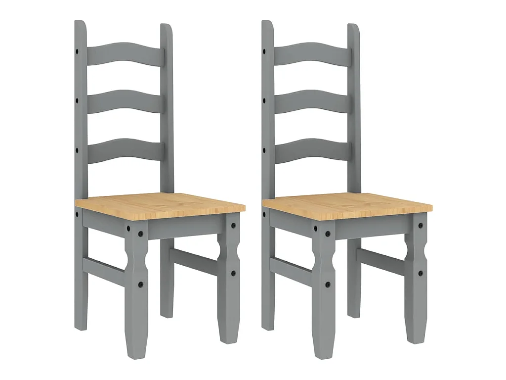 Chaises à manger lot de 2 Corona gris bois massif de pin