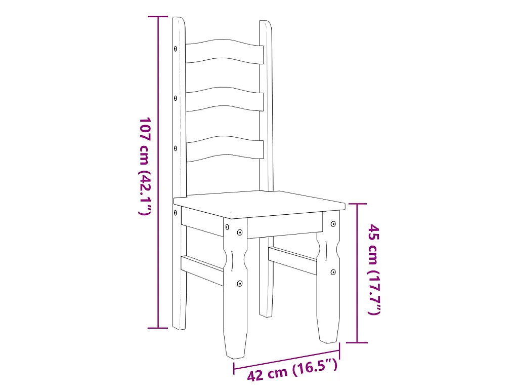 Chaises à manger lot de 2 Corona gris bois massif de pin
