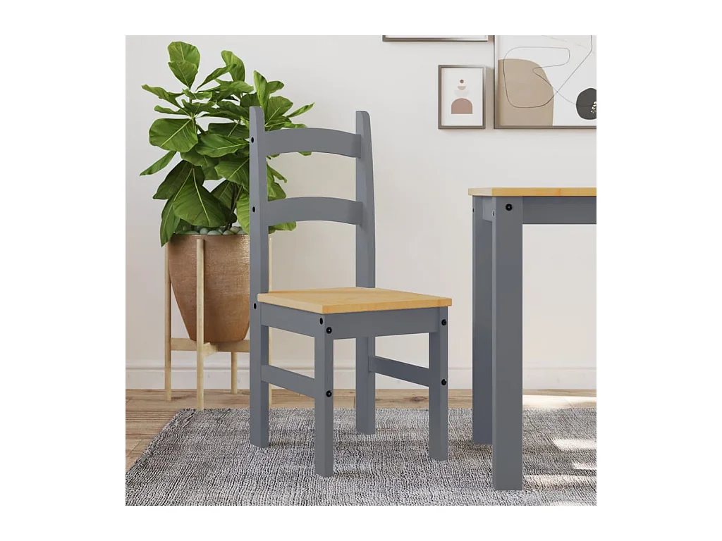 Chaises à manger lot de 2 gris 40x46x99 cm bois massif de pin