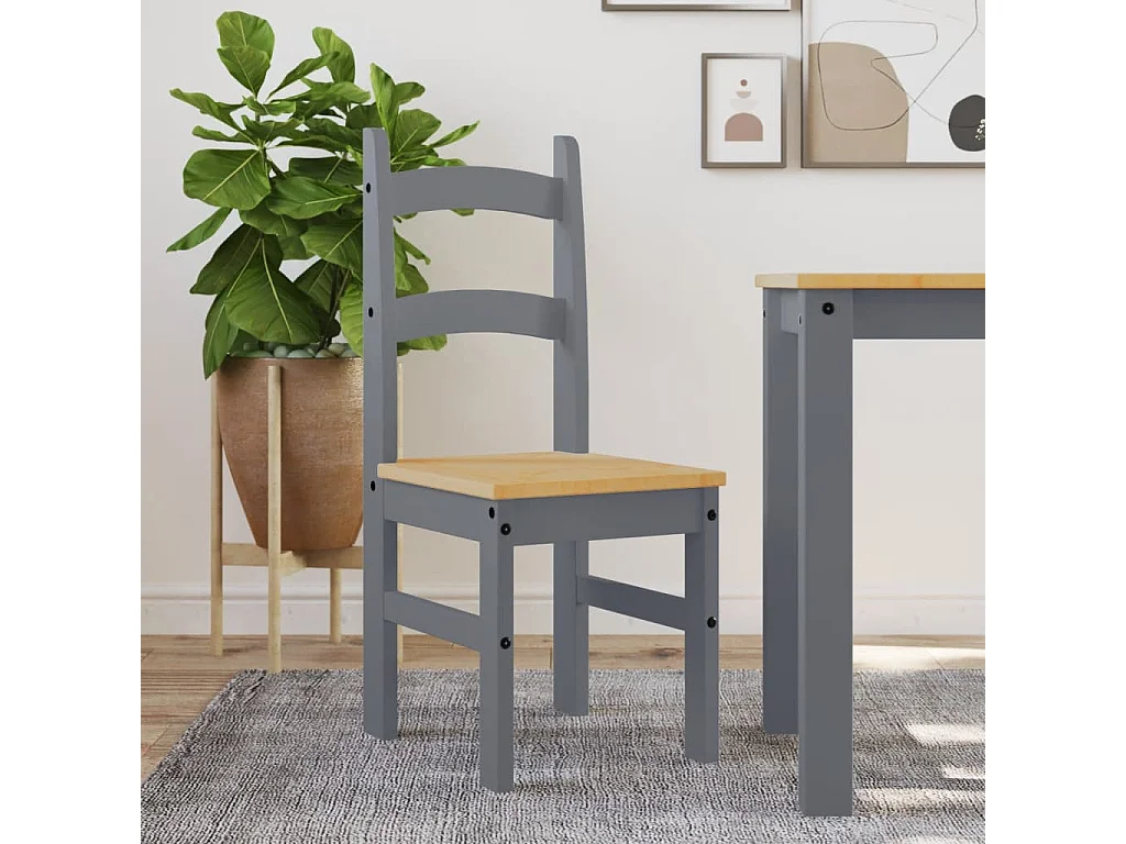 Eetkamerstoelen 2 st 40x46x99 cm massief grenenhout grijs