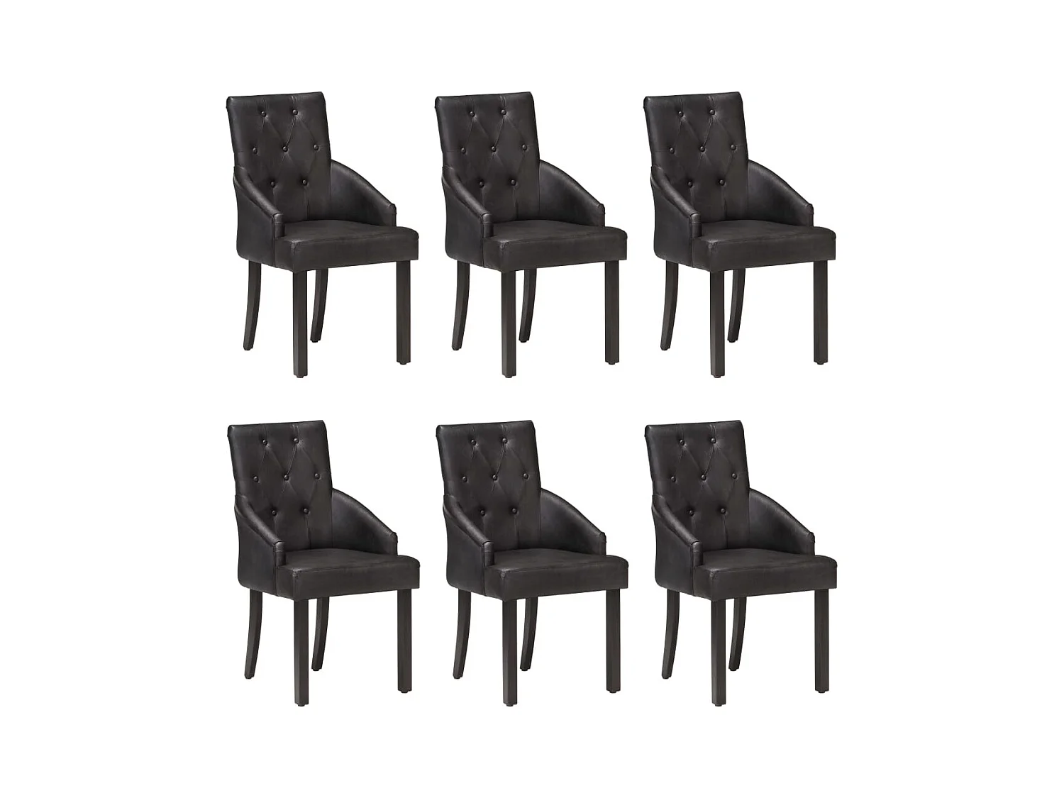 Chaises à manger lot de 6 noir cuir de chèvre véritable