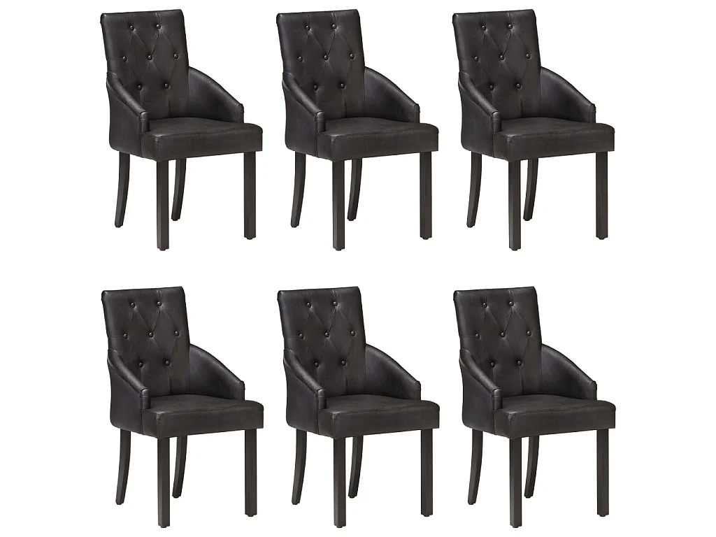 Chaises à manger lot de 6 noir cuir de chèvre véritable
