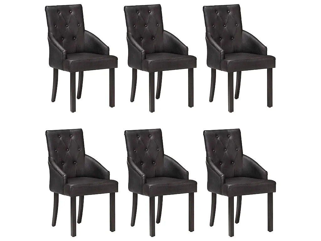 Chaises à manger lot de 6 noir cuir de chèvre véritable
