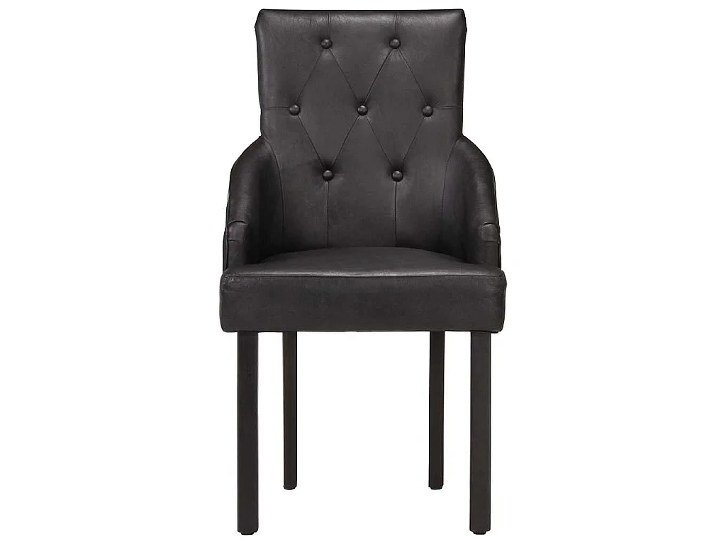 Chaises à manger lot de 6 noir cuir de chèvre véritable