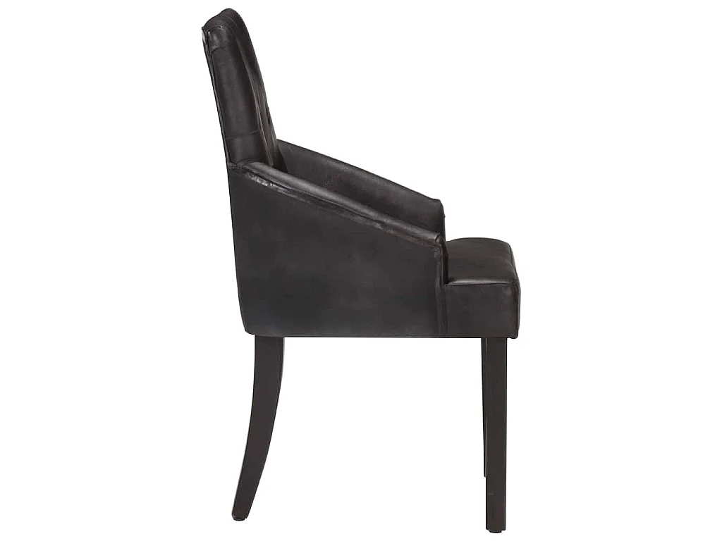 Chaises à manger lot de 6 noir cuir de chèvre véritable