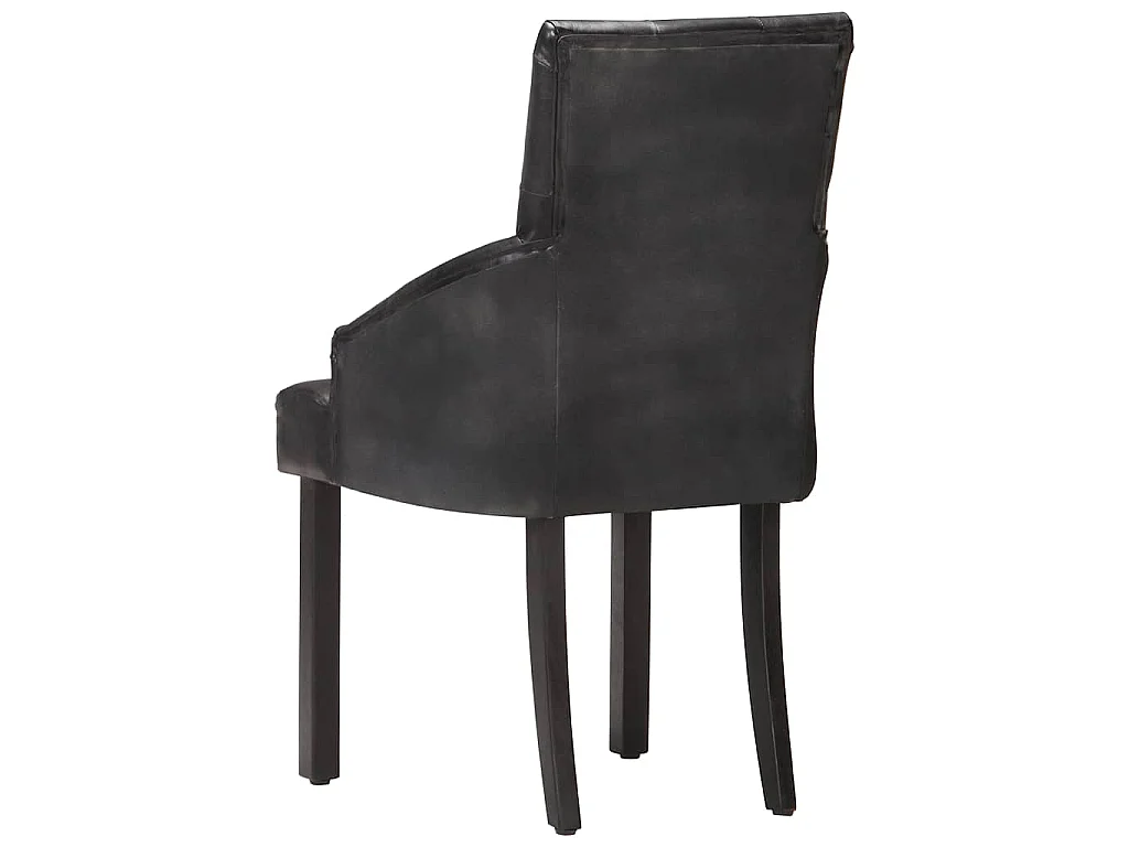 Chaises à manger lot de 6 noir cuir de chèvre véritable