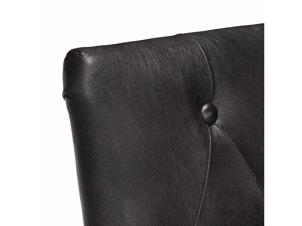 Chaises à manger lot de 6 noir cuir de chèvre véritable