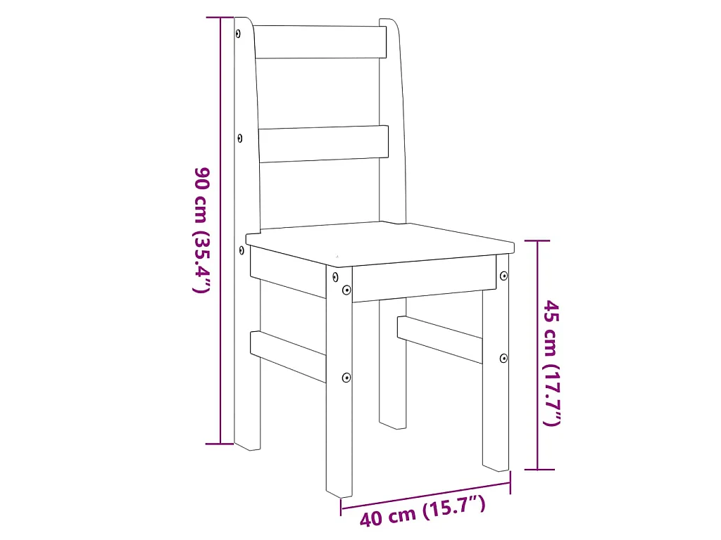 Sedie da Pranzo 2 pz PANAMA 105x30x45 cm Legno Massello Pino