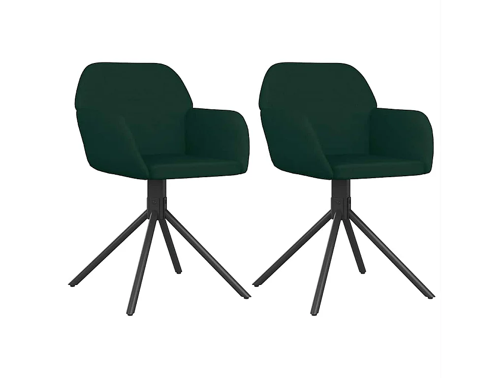 Sedie da Pranzo Girevoli 2 pz Verde Scuro in Velluto