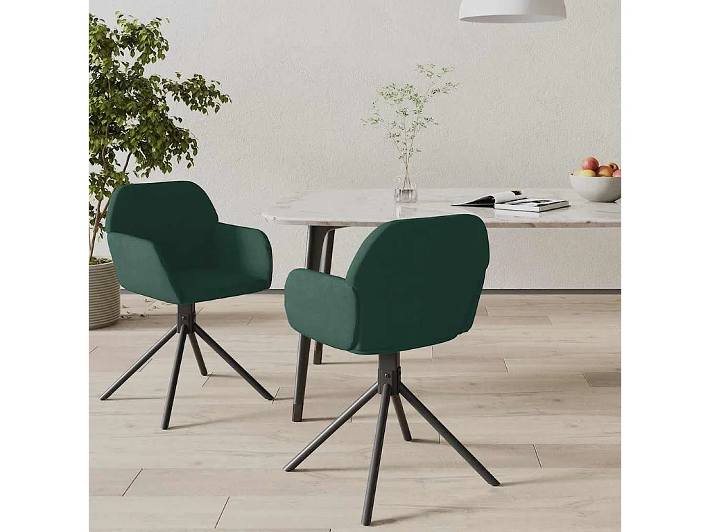 Sedie da Pranzo Girevoli 2 pz Verde Scuro in Velluto