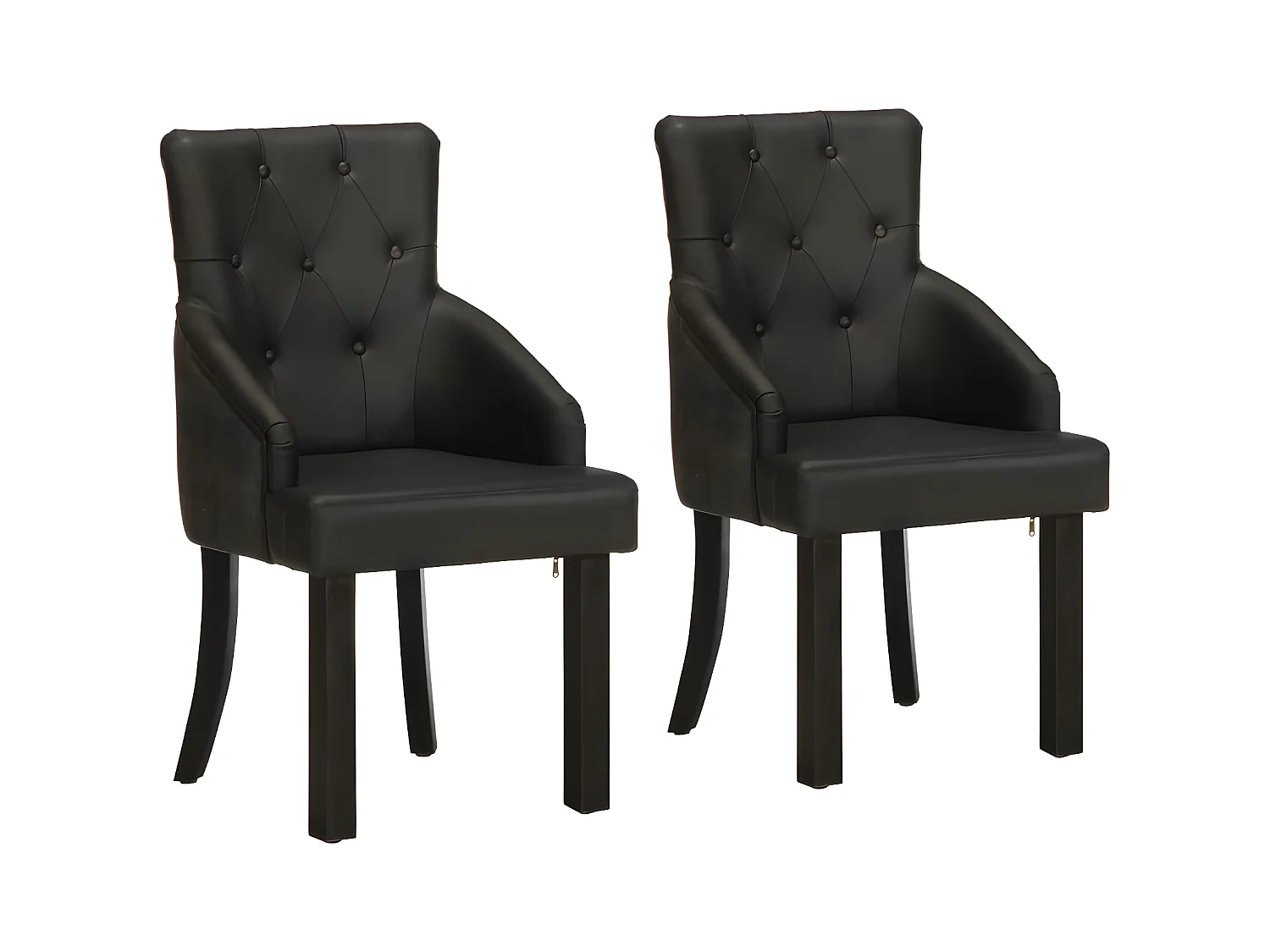 Chaises à manger lot de 2 noir cuir de chèvre véritable