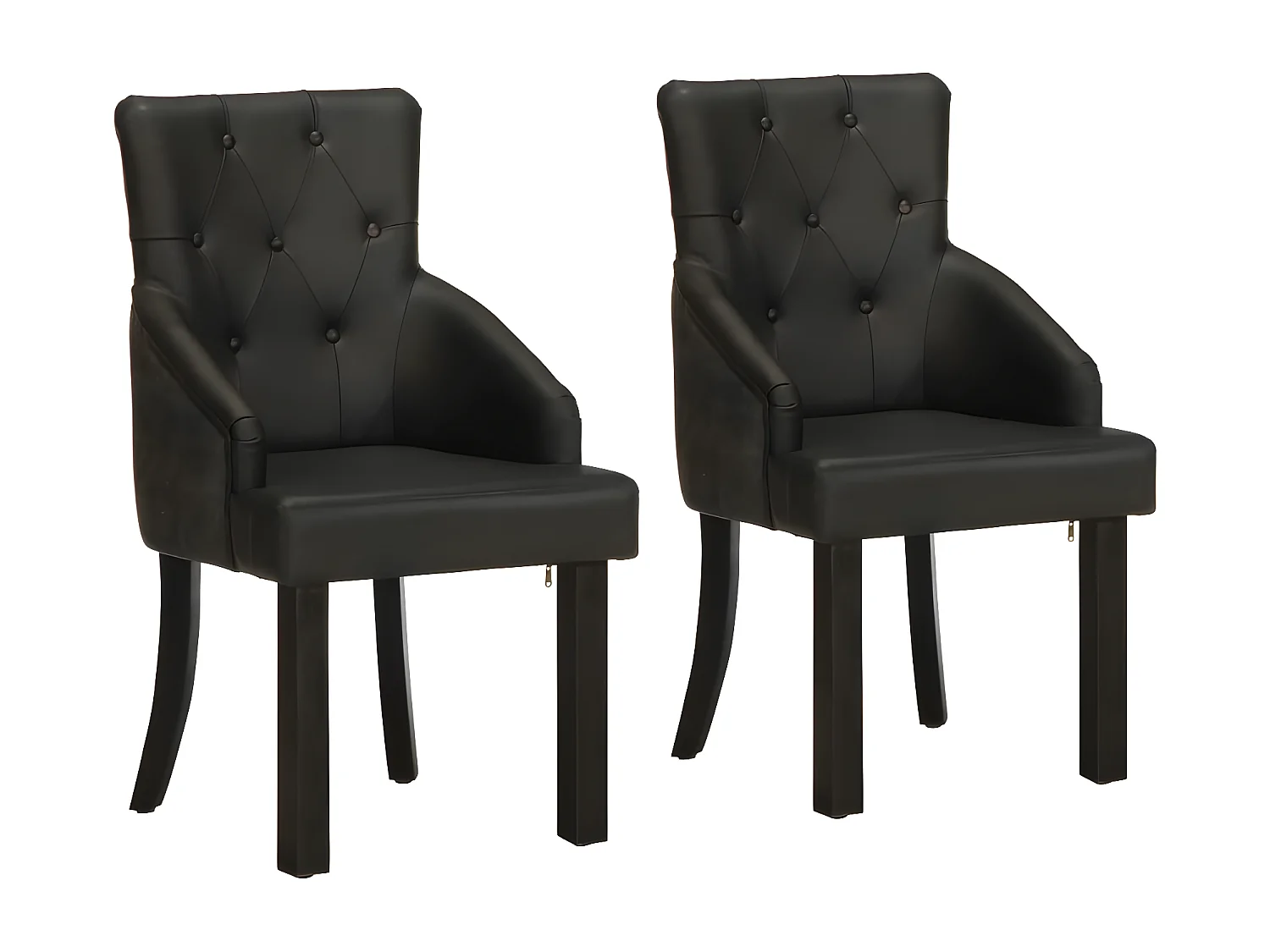 Chaises à manger lot de 2 noir cuir de chèvre véritable