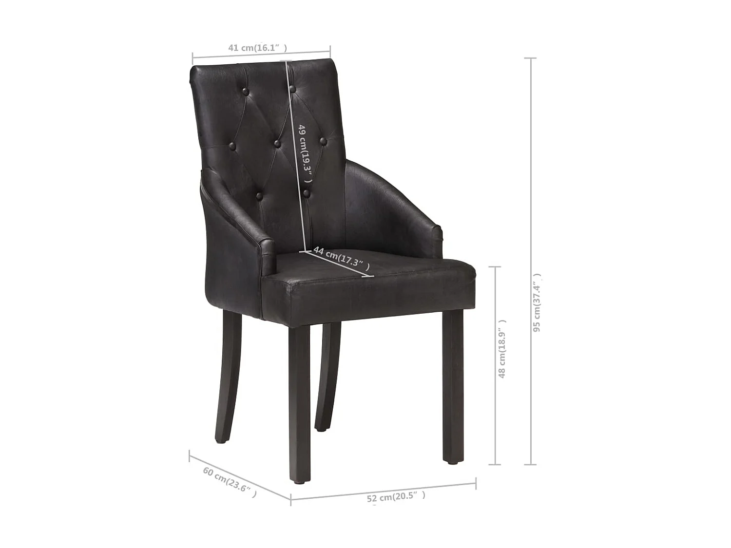 Chaises à manger lot de 4 noir cuir de chèvre véritable