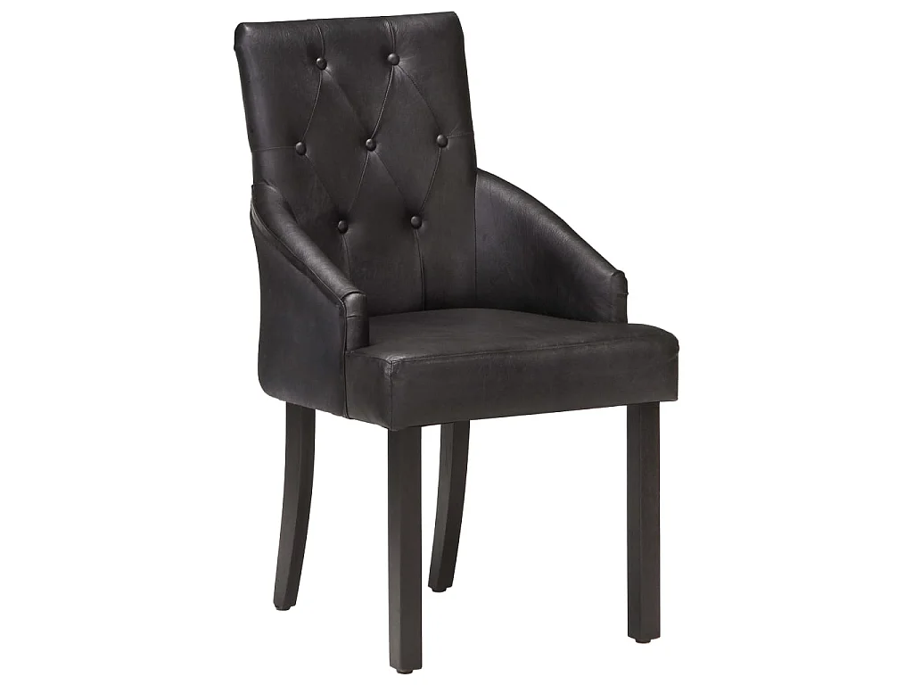 Eetkamerstoelen 4 st echt geitenleer zwart