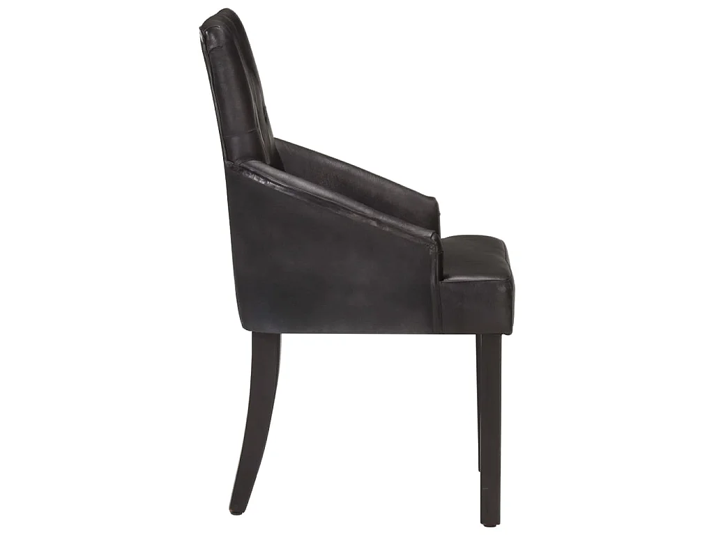 Eetkamerstoelen 4 st echt geitenleer zwart