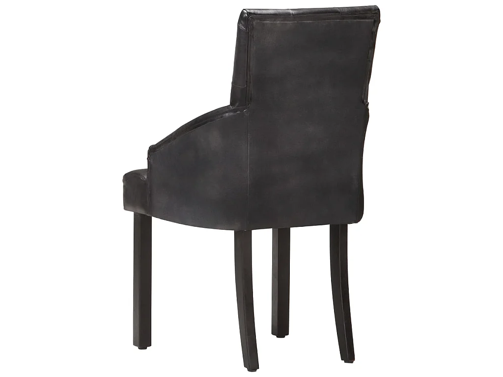 Eetkamerstoelen 4 st echt geitenleer zwart