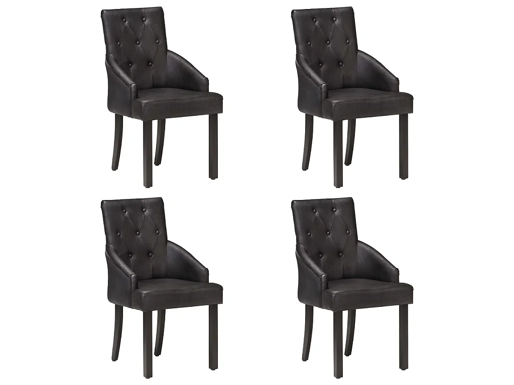 Eetkamerstoelen 4 st echt geitenleer zwart